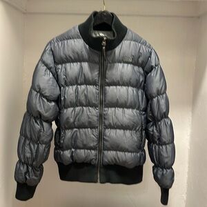 North Face Puffer in steel blue metallic color